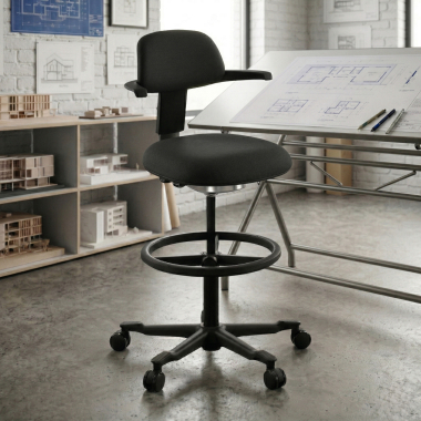 tabouret ergonomique noir erghos tissu sans accoudoirs 2