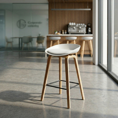 tabouret de bar blanc tabouret pieds en bois simil cuir sans accoudoirs 2