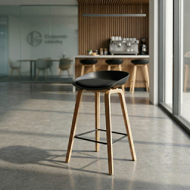 tabouret de bar noir tabouret pieds en bois simil cuir sans accoudoirs 2