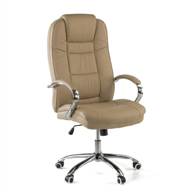 fauteuil de bureau beige adana simil cuir accoudoirs rembourres 1