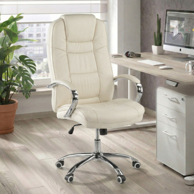 fauteuil de bureau blanc adana simil cuir accoudoirs rembourres 2