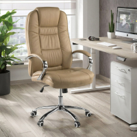 Fauteuil de bureau Adana, très résistant jusqu’à 130 kg, accoudoirs chromés