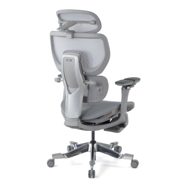 chaise ergonomique gris erghos x4 pro maille accoudoirs reglables 6d double soutien lombaire appui tete repose pieds extensible 14
