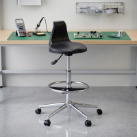 Tabouret de travail avec dossier Polytec, ergonomique
