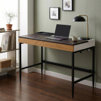 Bureau Informatique Athena laqué avec tiroirs en bois et pieds en acier