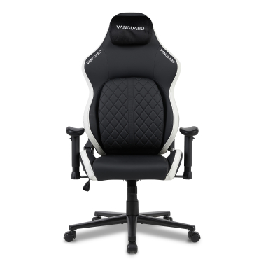 chaise gaming blanc noir vanguard simil cuir accoudoirs mobiles coussin appuie tete appui tete 3