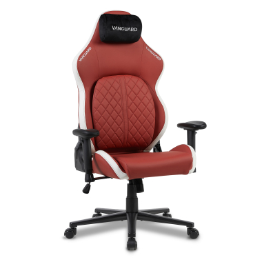 chaise gaming blanc rouge vanguard simil cuir accoudoirs mobiles coussin appuie tete appui tete 1