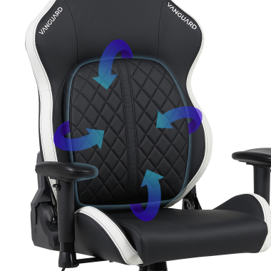 chaise gaming blanc noir vanguard simil cuir accoudoirs mobiles coussin appuie tete appui tete 8