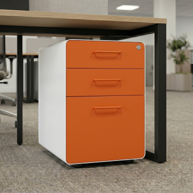 caisson de bureau blanc orange zole 2
