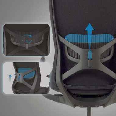 chaise ergonomique noir gemini tissu accoudoirs reglables 4d 6