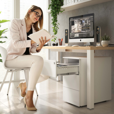 caisson de bureau blanc 3 tiroirs format etroit metal 2