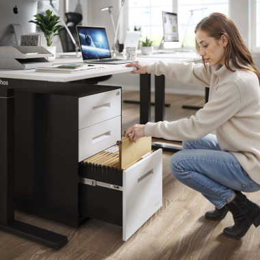 caisson de bureau blanc structure noire metal 2