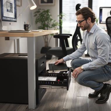 caisson de bureau noir structure noire metal 2