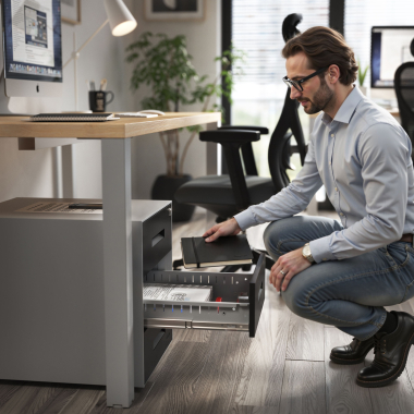 caisson de bureau noir structure en aluminium metal 2