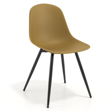 chaise de conference noire moutarde 4 pattes plastique sans accoudoirs 1