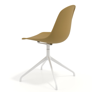 chaise de reunion blanche moutarde base pyramide plastique sans accoudoirs 5