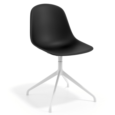 chaise de reunion blanche noir base pyramide plastique sans accoudoirs 1