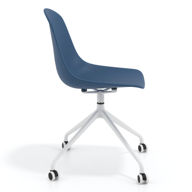 chaise de reunion blanche bleu avec roulettes plastique sans accoudoirs 3