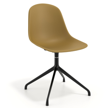 chaise de reunion noire moutarde base pyramide plastique sans accoudoirs 1