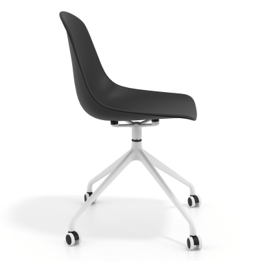 chaise de reunion blanche noir avec roulettes plastique sans accoudoirs 3