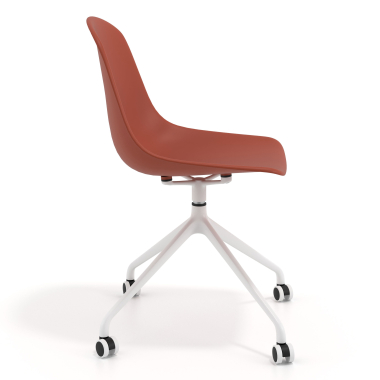 chaise de reunion blanche rouge avec roulettes plastique sans accoudoirs 3