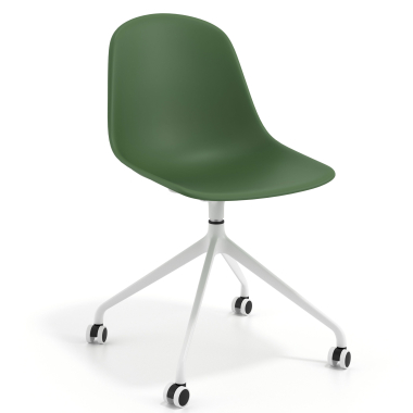 chaise de reunion blanche vert avec roulettes plastique sans accoudoirs 1