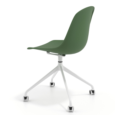 chaise de reunion blanche vert avec roulettes plastique sans accoudoirs 5