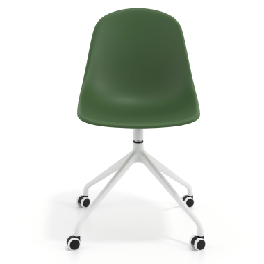 chaise de reunion blanche vert avec roulettes plastique sans accoudoirs 6