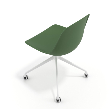 chaise de reunion blanche vert avec roulettes plastique sans accoudoirs 7