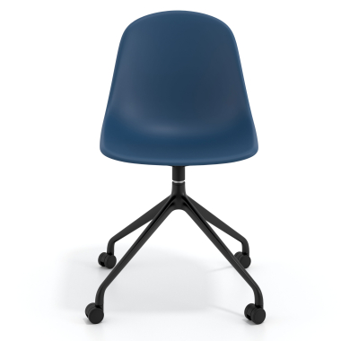 chaise de reunion noire bleu avec roulettes plastique sans accoudoirs 6