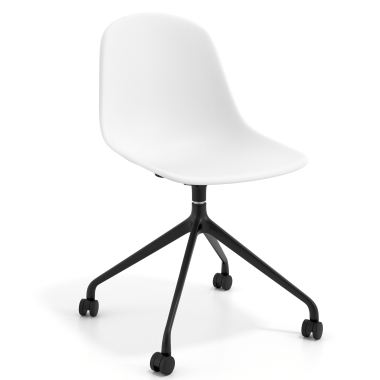 chaise de reunion noire blanc avec roulettes plastique sans accoudoirs 1