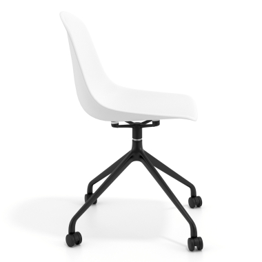 chaise de reunion noire blanc avec roulettes plastique sans accoudoirs 3