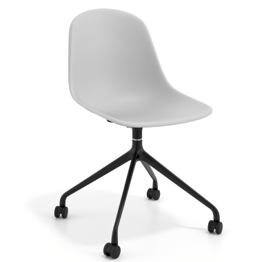 chaise de reunion noire gris clair avec roulettes plastique sans accoudoirs 1