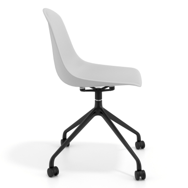 chaise de reunion noire gris clair avec roulettes plastique sans accoudoirs 3