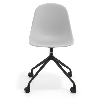 chaise de reunion noire gris clair avec roulettes plastique sans accoudoirs 6