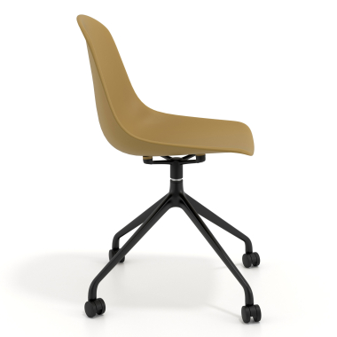 chaise de reunion noire moutarde avec roulettes plastique sans accoudoirs 3