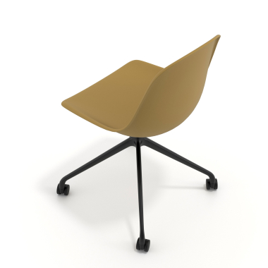 chaise de reunion noire moutarde avec roulettes plastique sans accoudoirs 7