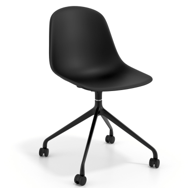 chaise de reunion noire noir avec roulettes plastique sans accoudoirs 1