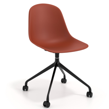 chaise de reunion noire rouge avec roulettes plastique sans accoudoirs 1