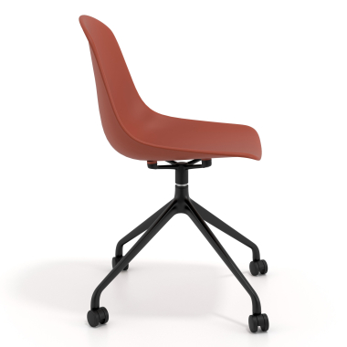chaise de reunion noire rouge avec roulettes plastique sans accoudoirs 3