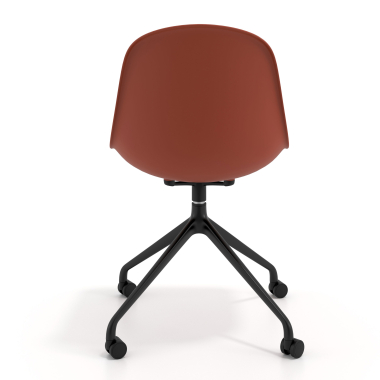 chaise de reunion noire rouge avec roulettes plastique sans accoudoirs 4