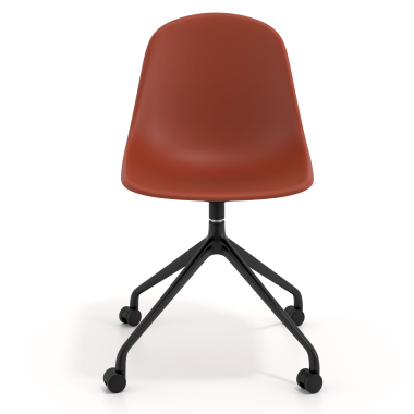 chaise de reunion noire rouge avec roulettes plastique sans accoudoirs 6