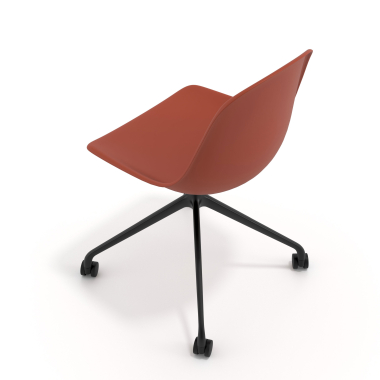 chaise de reunion noire rouge avec roulettes plastique sans accoudoirs 7