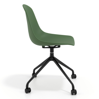 chaise de reunion noire vert avec roulettes plastique sans accoudoirs 3