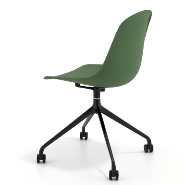 chaise de reunion noire vert avec roulettes plastique sans accoudoirs 5