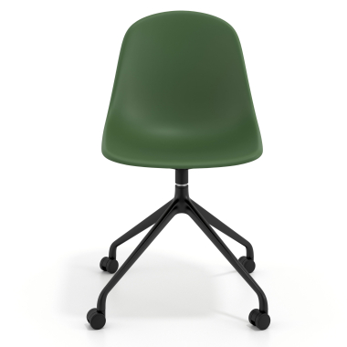 chaise de reunion noire vert avec roulettes plastique sans accoudoirs 6