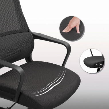 chaise teletravail noir venus maille accoudoirs fixes soutien lombaire appui tete 9