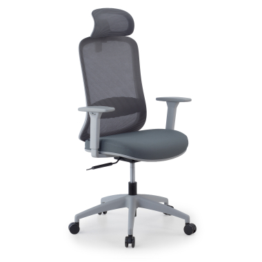 chaise teletravail blanc gris task maille accoudoirs reglables 1d soutien lombaire appui tete 1
