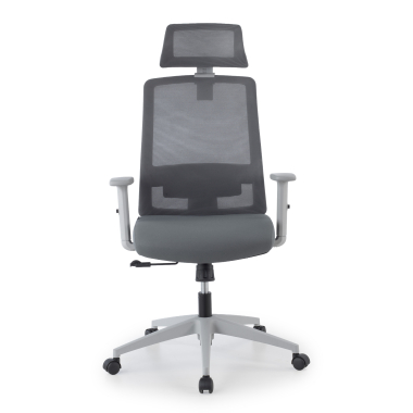 chaise teletravail blanc gris aria maille accoudoirs reglables 1d soutien lombaire appui tete 3