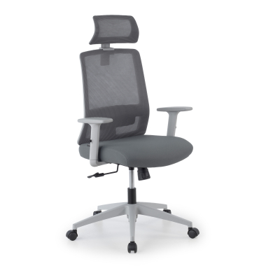chaise teletravail blanc gris aria maille accoudoirs reglables 1d soutien lombaire appui tete 1